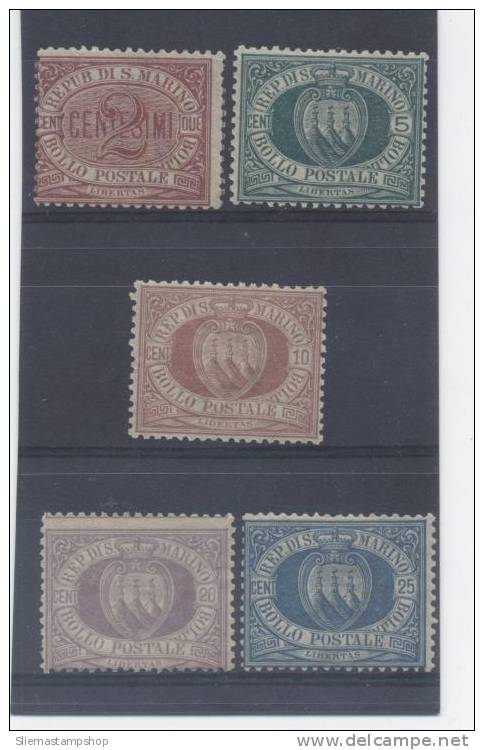 SAN MARINO - 1891/99 COAT OF ARMS - V3301 - Unused Stamps