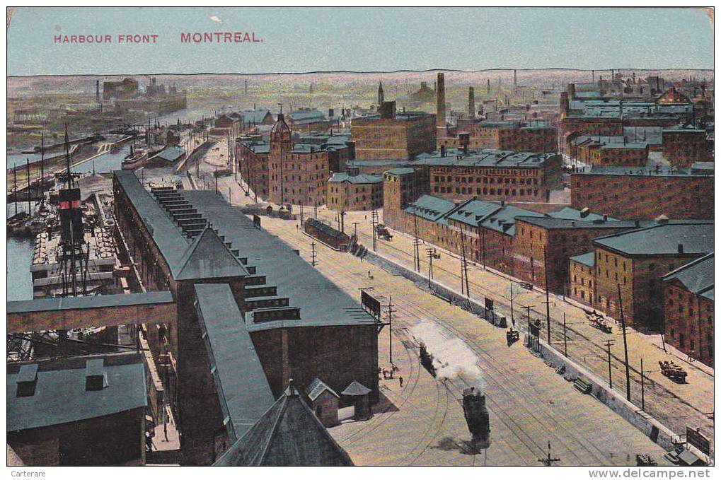 Carte Postale Ancienne,amérique,CANADA,QUEBEC,MONTREAL EN 1914,HARBOUR,port,gare,rare - Montreal