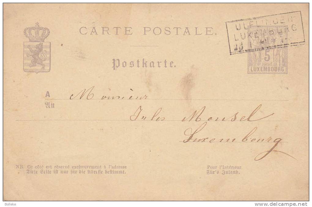 Luxembourg - Carte Postale De 1883 - Entier Postal - Avec Griffe D´annulation - 1882 Allegory