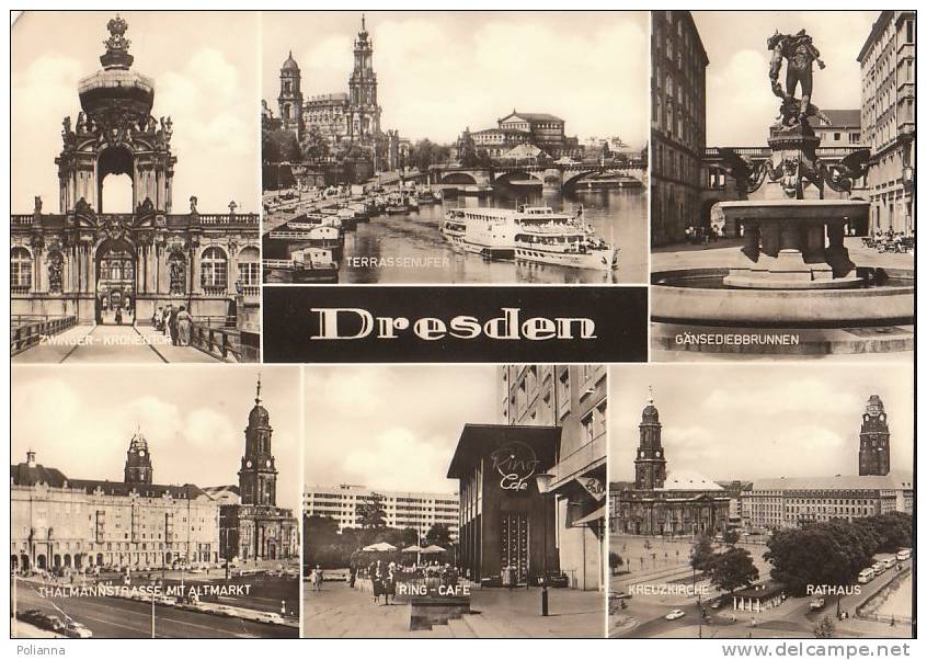 C0326 Fotografica - GERMANIA - DRESDA - DRESDEN - Vedutine RING-CAFE - Cm. 21 X 14,5 - Dresden