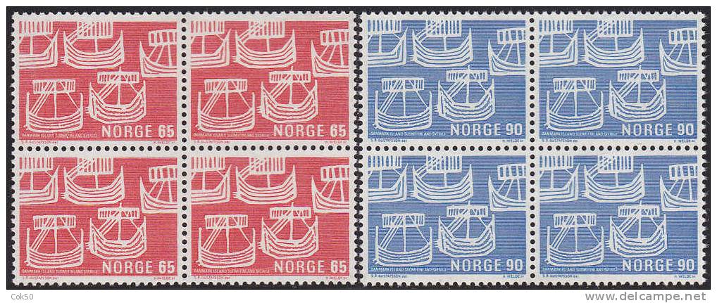 NORWAY 1969 «Nordic Cooperation» Mi# 579-80 - NK# 622-23, MNH Blocks Of 4 - Neufs