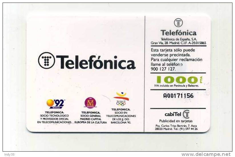 TELECARTE ESPAGNE - Commemorative Advertisment