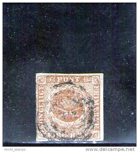 DANIMARCA 1851-4 STEMMA USATO BRUNO CHIARO - Used Stamps