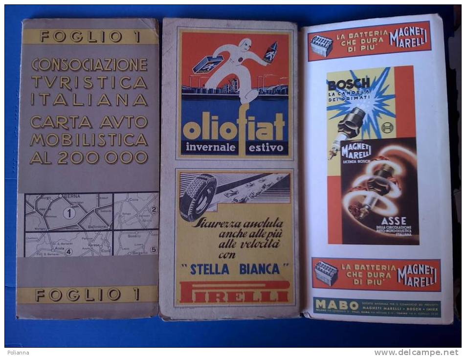 PS/54 CARTA AUTOMOBILISTICA_ FOGLIO 1  Anni ´30/Berna/Sempione/Bellinzona/pubblicità OLIO FIAT - PIRELLI "Stella Bianca" - Strassenkarten