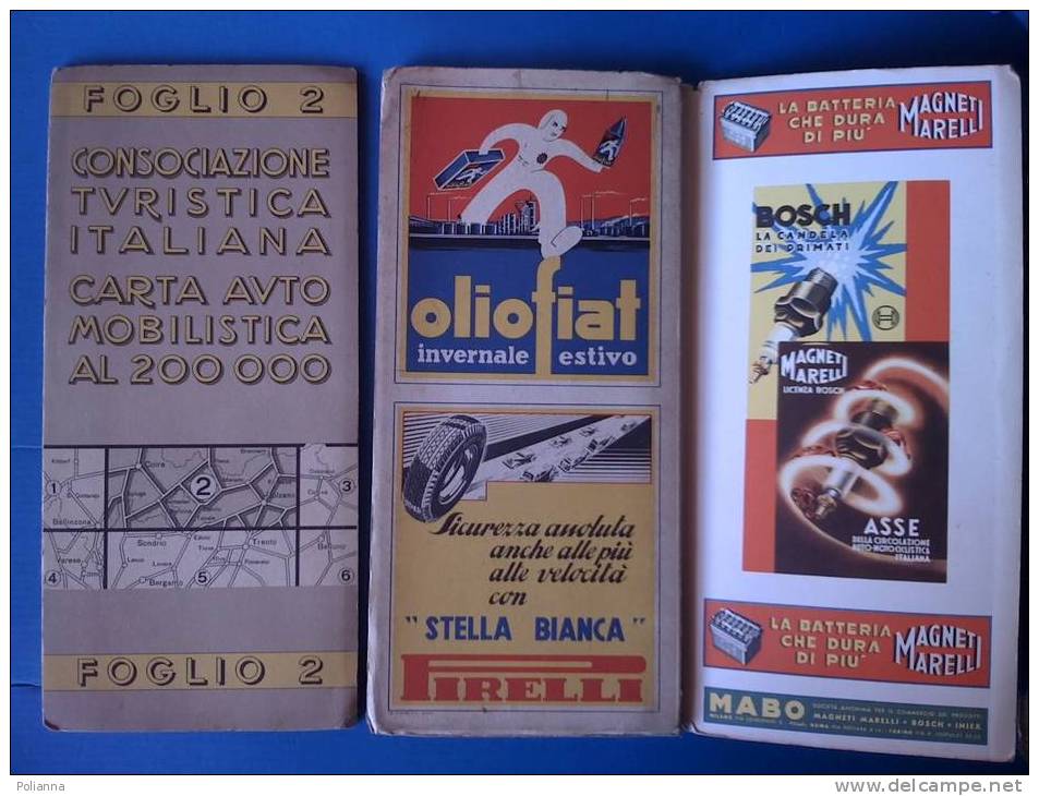 PS/55 CARTA AUTOMOBILISTICA_ FOGLIO 2  1939/Coira/Spluga/Resia/Merano/pubblicità OLIO FIAT - PIRELLI "Stella Bianca" - Cartes Routières