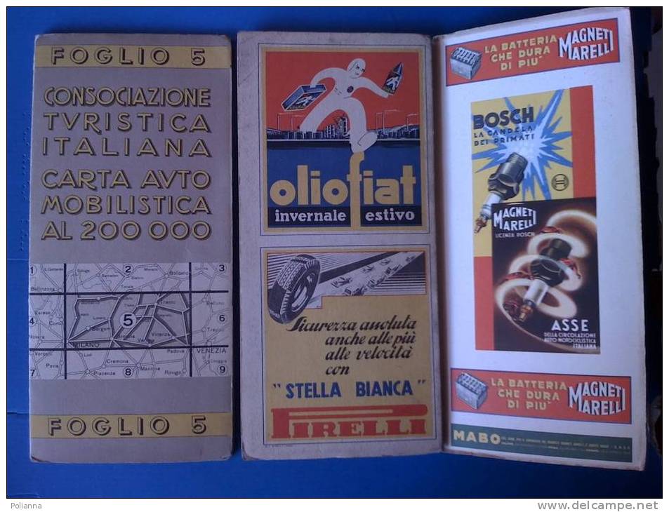 PS/56 CARTA AUTOMOBILISTICA_ FOGLIO 5  1939/Lecco/Sondrio/Lovere/Edolo/pubblicità OLIO FIAT - PIRELLI "Stella Bianca" - Wegenkaarten