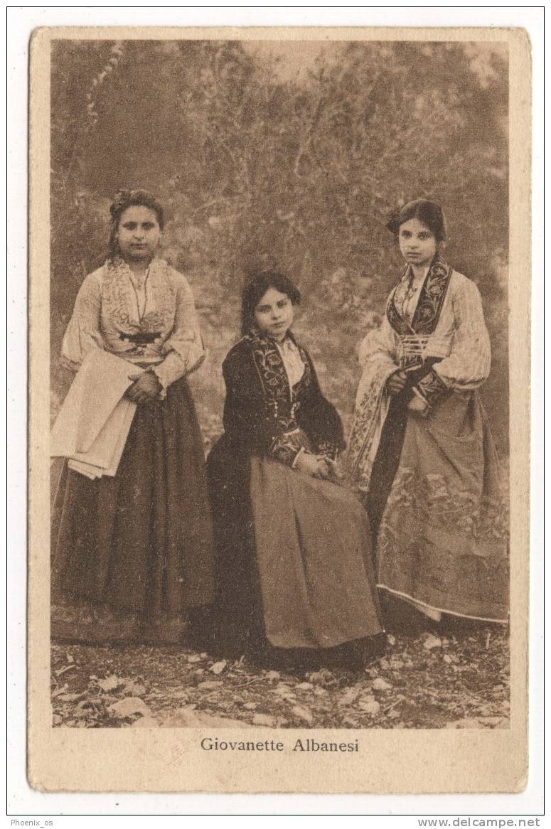 ALBANIA - Giovanette Albanesi, Female Folk Costume, 1917. - Albania