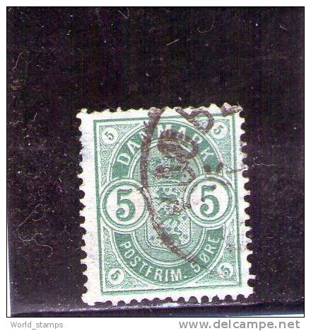 DANIMARCA 1882-6 STEMMA USATO PERF 14x13.5 - Used Stamps
