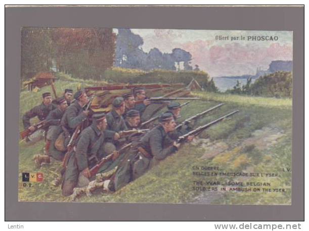 CPA Publicitaire  PHOSCAO   Militaire  En Guerre  Belges En Embuscade Sur L'yser - Publicité