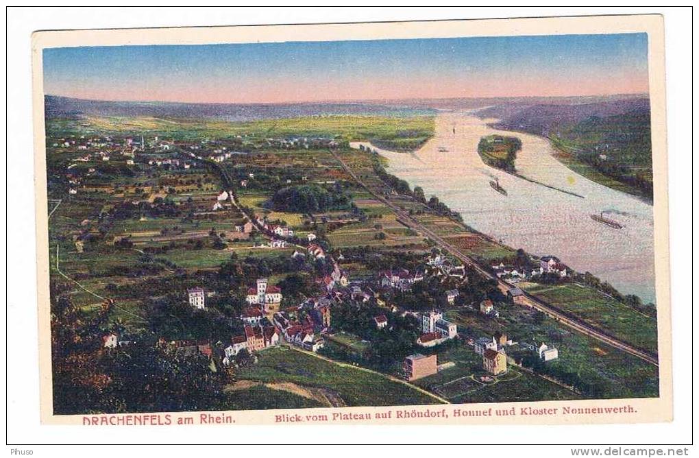 D1744   DRACHENFELS - Blick Vom Plateau Auf Rhöndorf, Honnef Und Kloster Nonnenwerth - Bad Honnef