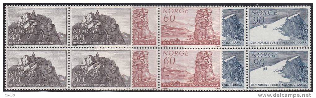 NORWAY 1968 «Tourist Association Centenary» Mi# 561-63 - NK# 599-601, MNH Blocks Of 4 - Ongebruikt