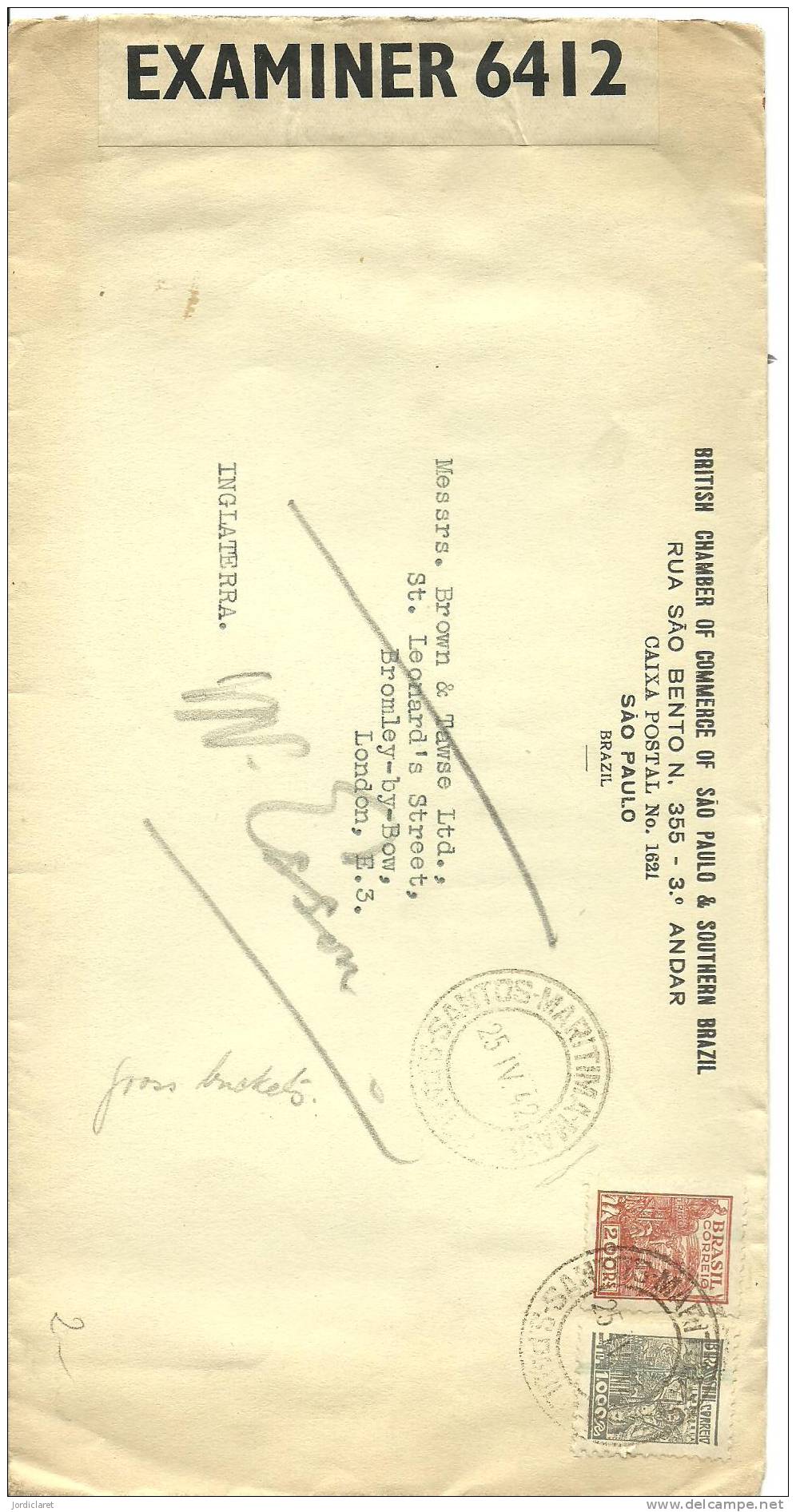 CARTA CENSURADA  1942 - Brieven En Documenten