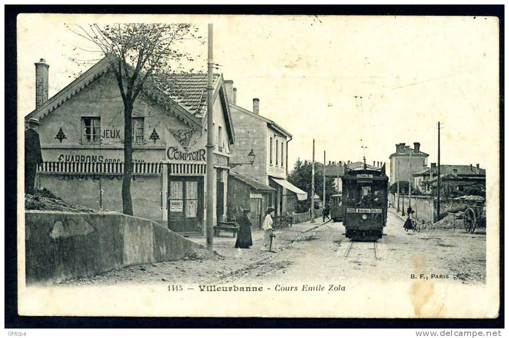 CPA. VILLEURBANNE. Cours Emile Zola. " Tramways ". / Ed. B.F. PARIS  1415. - Villeurbanne