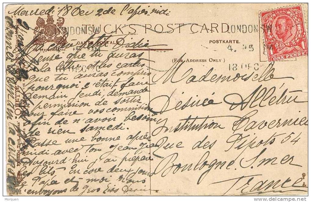 Postal LONDON 1920. George V. Postal Niña Con Flores - Briefe U. Dokumente