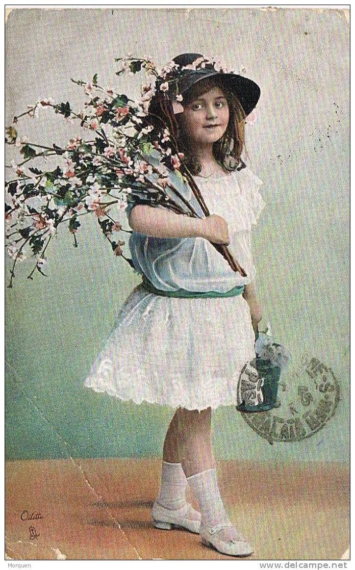 Postal LONDON 1920. George V. Postal Niña Con Flores - Briefe U. Dokumente