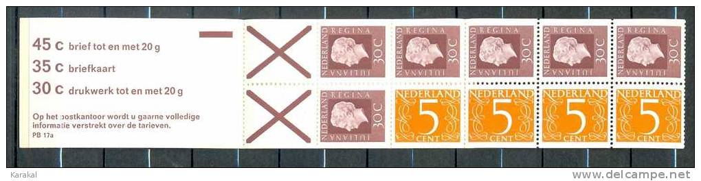 Nederland Netherlands Booklet Postzegelboekje 17a MNH XX - Carnets Et Roulettes