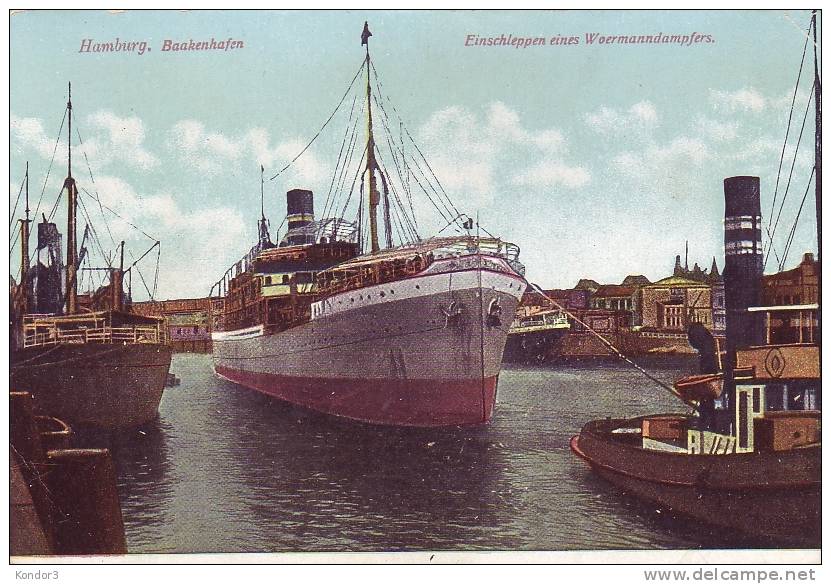 Hamburg Baakenhafen. Einschleppen Eines Woermanndampfers - Autres & Non Classés