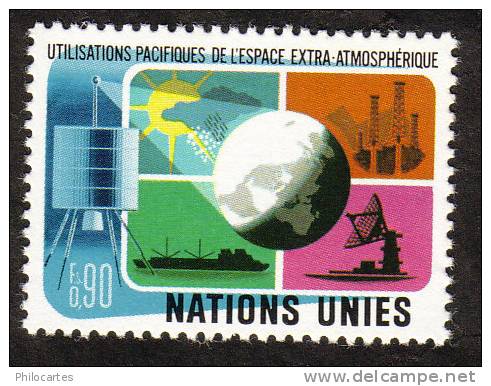 Nations Unies Genève   1975 -  YT  47  - Cote 2e  -  Utilisations  De L'Espace  - NEUF ** - Ungebraucht