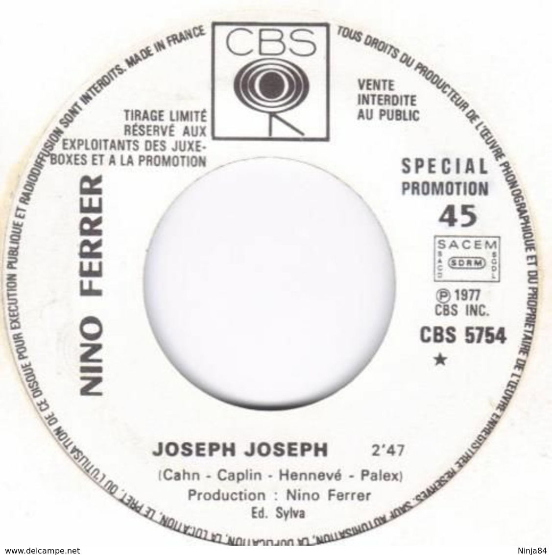 SP 45 RPM (7")  Nino Ferrer  "  Joseph Joseph  "  Promo - Collectors