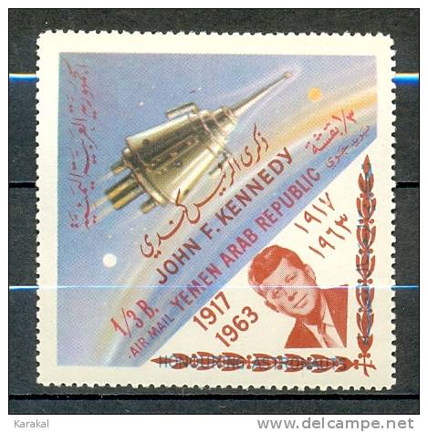 Yemen 1963 Kennedy Space Honouring Astronauts 1-3B Brown Overprint MNH XX - Kennedy (John F.)