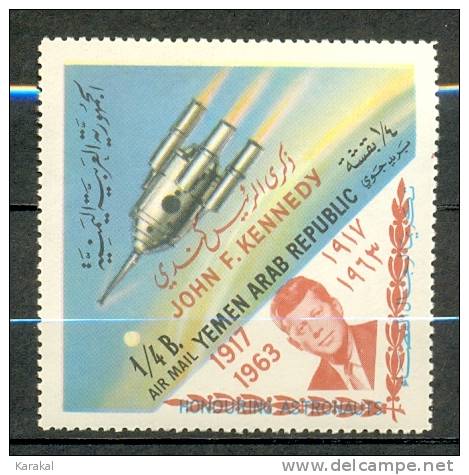 Yemen 1963 Kennedy Space Honouring Astronauts 1-4B Brown Overprint MNH XX - Kennedy (John F.)