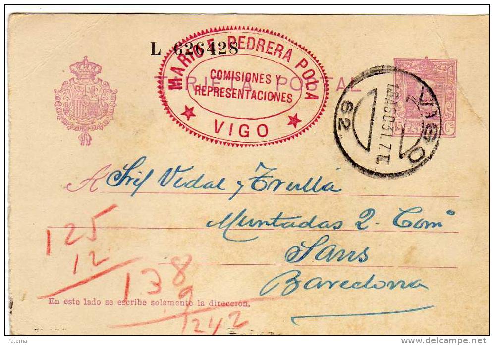 3546   Entero Postal ,VIGO 1931, Alfonso Xlll,  Entier Postal, - 1850-1931