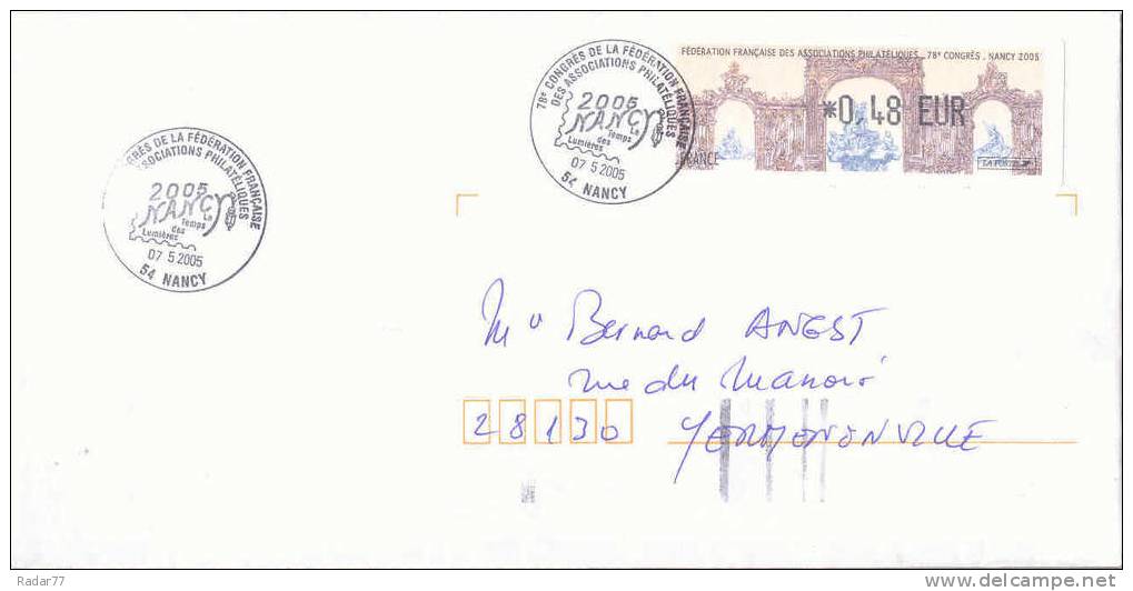 LISA (ATM) *0,48 EUR Sur Papier NANCY 2005 Oblitéré Sur Lettre - OMEC Avec Flamme FD De Roubaix Au Verso - 1999-2009 Vignette Illustrate