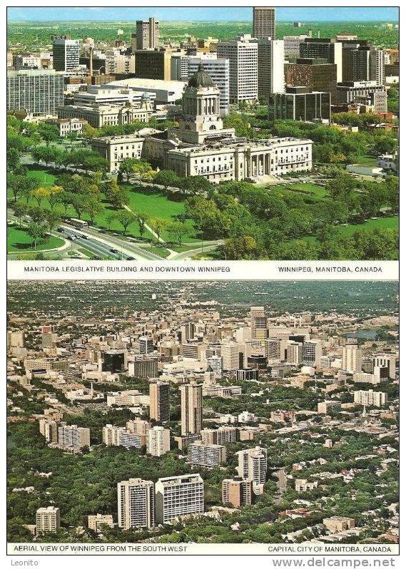 Aerial View Of Winnipeg From The South West Legislative Building Manitoba Canada 2 Postcards - Winnipeg