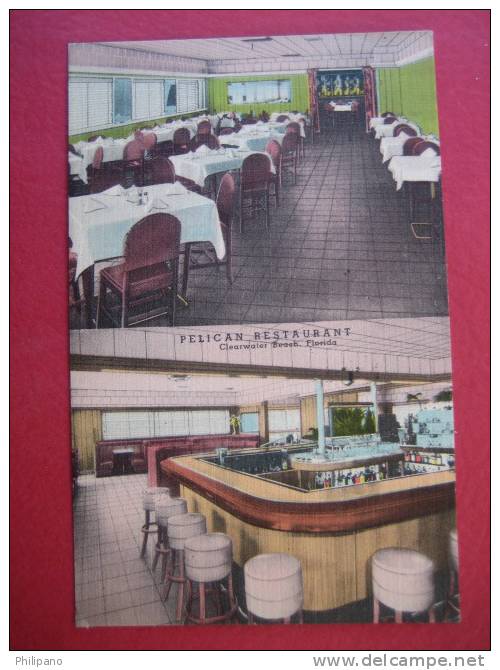 Clearwater Fl--  Multi View Interior Pelican Restaurant  1952 Cancel        Linen---=====(ref131) - Clearwater