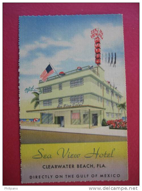 Clearwater Beach Fl--  Sea View Hotel  1952 Cancel      Linen---=====(ref131) - Clearwater