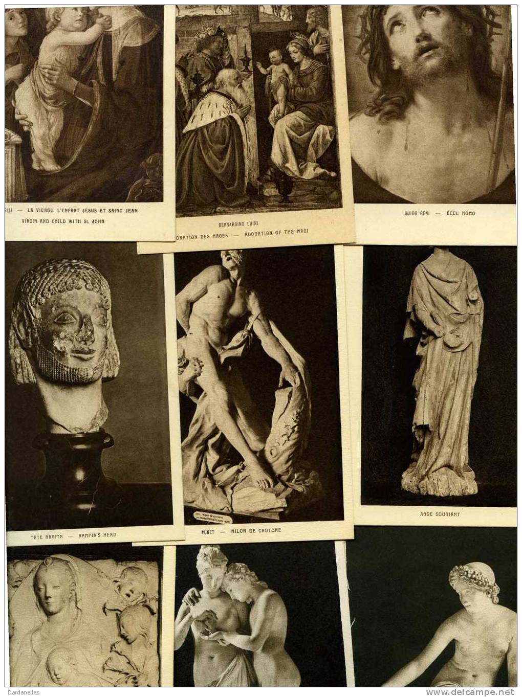 5540 -  Trente (30) Cartes Collection Du Musée Du Louvre, Tirage En Sépia, Sculptures Et Peintures - 5 - 99 Postcards