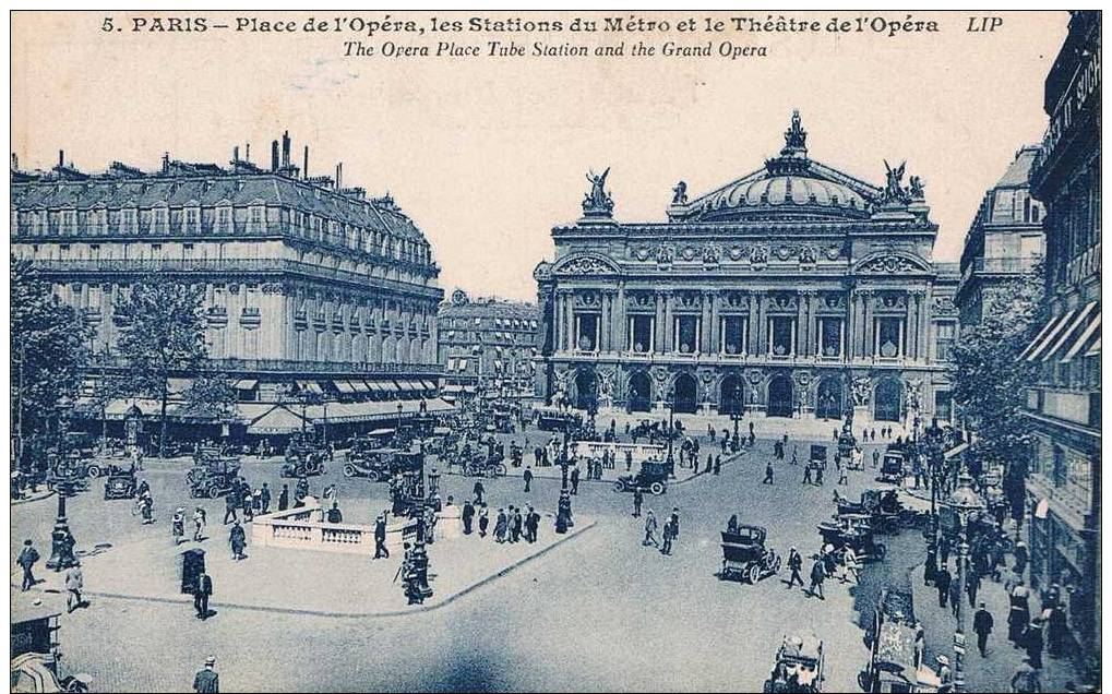 CARTE POSTALE ANCIENNE - Paris - PLace De L'Opéra, Les Stations De Métro Et Le Théatre De L'opéra - Piazze