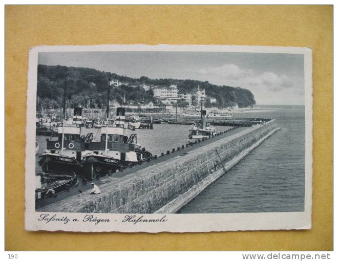 SASSNITZ A RUGEN HAFENMOLE;boats 3.reich Flags - Sassnitz