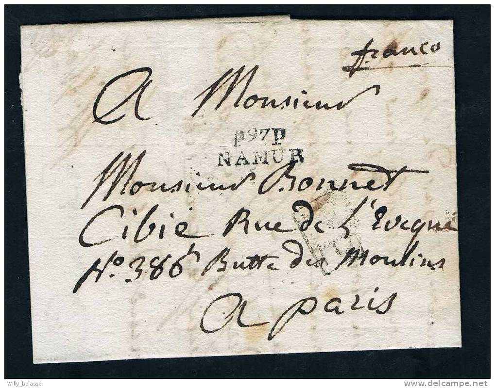 Belgique Précurseur 1805 Lettre Datée D'EVELETTE Avec Marque "P97P/NAMUR" - 1794-1814 (Période Française)