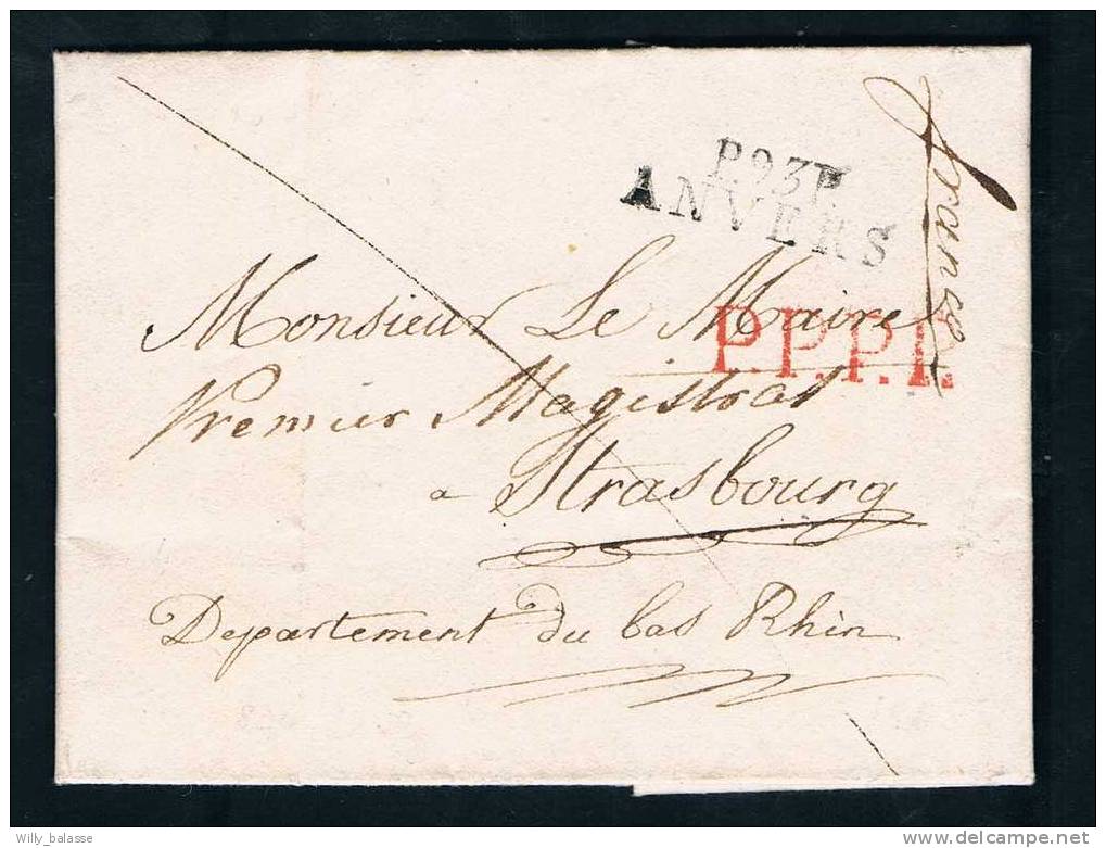 Belgique Précurseur 1808 Lettre Avec Marque "P.93P/ANVERS" + P.P.P.P (port Payé Par Paris). - 1794-1814 (Periodo Frances)