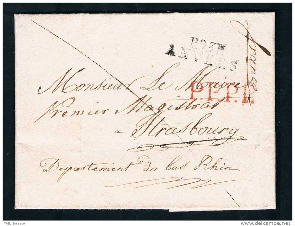 Belgique Précurseur 1808 Lettre Avec Marque "P.93P/ANVERS" + P.P.P.P (port Payé Par Paris). - 1794-1814 (Période Française)