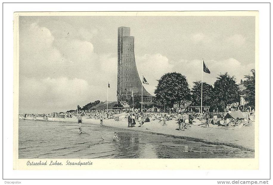 C839 Ostseebad Laboe - Strandpartie - Old Mini Card / Viaggiata 1955 - Laboe