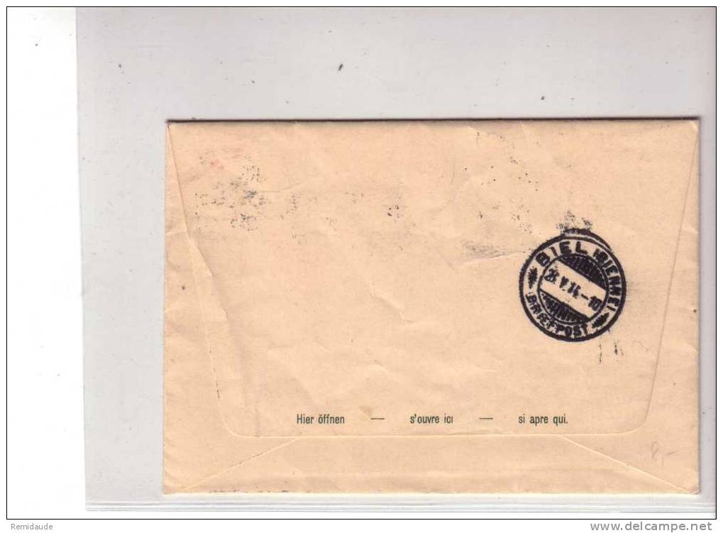 1914 - ENVELOPPE ENTIER POSTAL OFFICIELLE De L'EXPOSITION NATIONALE De BERN Pour BIENNE - Ganzsachen