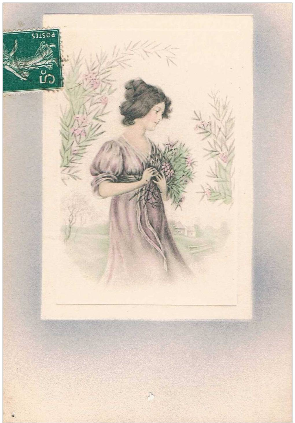 Carte Postale Ancienne - Portrait De Femme  - Dessin - Otros & Sin Clasificación