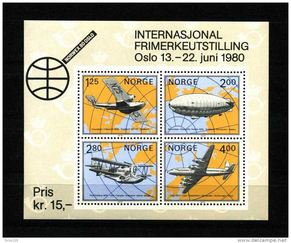 NORVEGE 1979 Bloc N° 3 ** ( 761/764 ) Neuf MNH Superbe C 8.50€  Norwex 80 Avions Planes Hydravion Exposition Oslo - Blokken & Velletjes