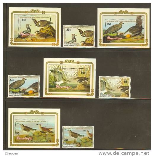 PENRHYN  1985  BIRDS  MICHEL No: 414-417; BL. 62-65 MNH - Autres & Non Classés