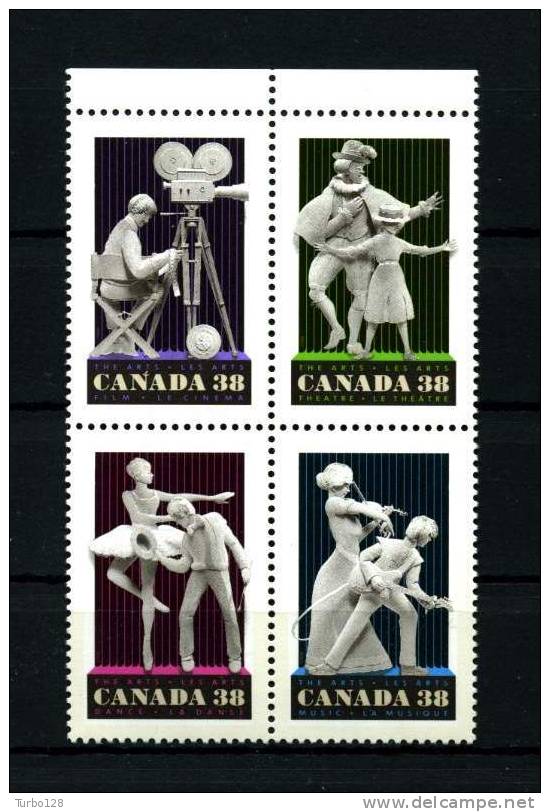 CANADA 1989 Poste N° 1111/14** Neufs Ier Choix. Sup. Cote: 5€ (Arts. Cinéma. Danse. Musique. Dance, Music) - Neufs