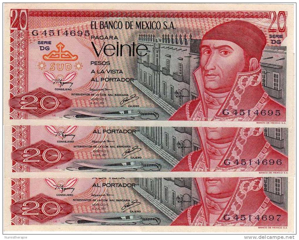 Mexique : 20 Pesos 8 JUL 1977 : UNC - México