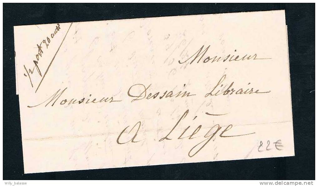 Belgique Précurseur 1847 Lettre Datée De Bruxelles Avec Manuscrit "1/2 Port 20 Cents". - 1830-1849 (Independent Belgium)