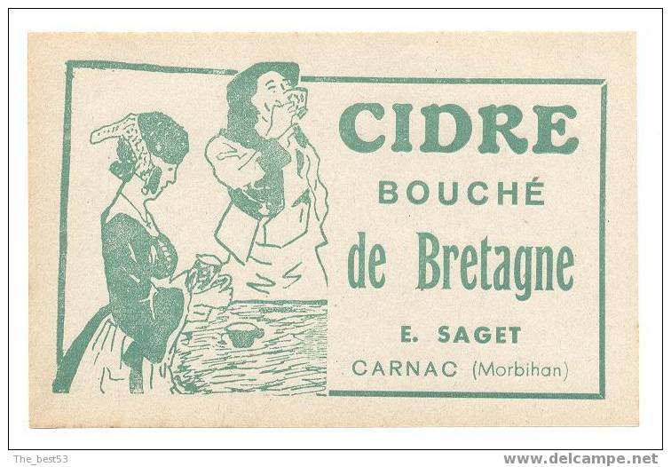 Etiquette De Cidre De Bretagne -  E. Saget  à Carnac (56) - Autres & Non Classés