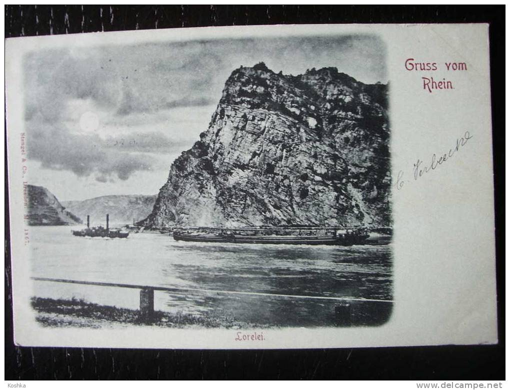Gruss Vom Rhein - Lorelei - Dampfer - 1901 - STENGEL  - Lot 2.6 - Loreley