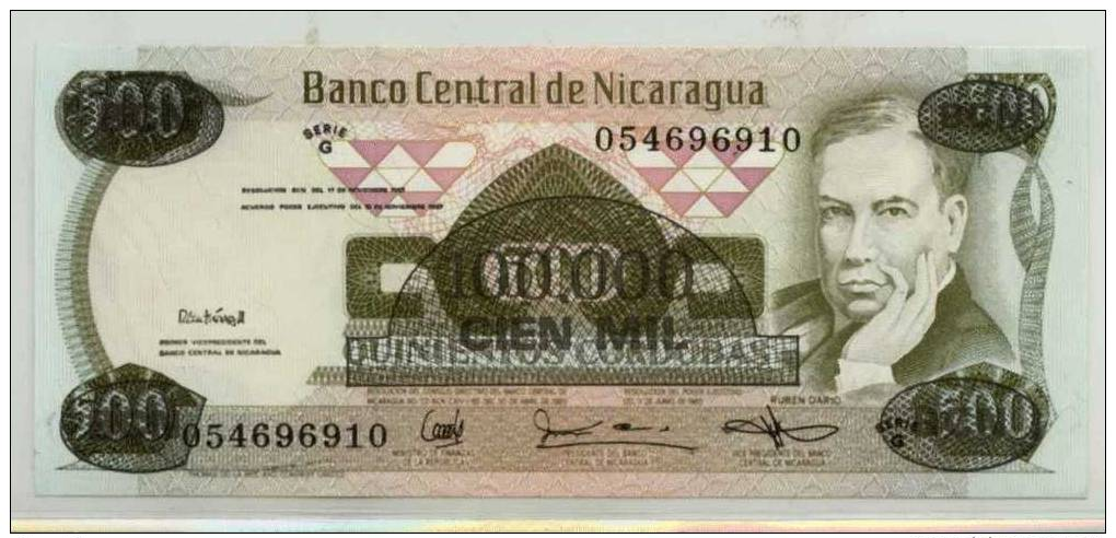 O. NICARAGUA : 100000 Cordobas 1987 (unc) - Nicaragua