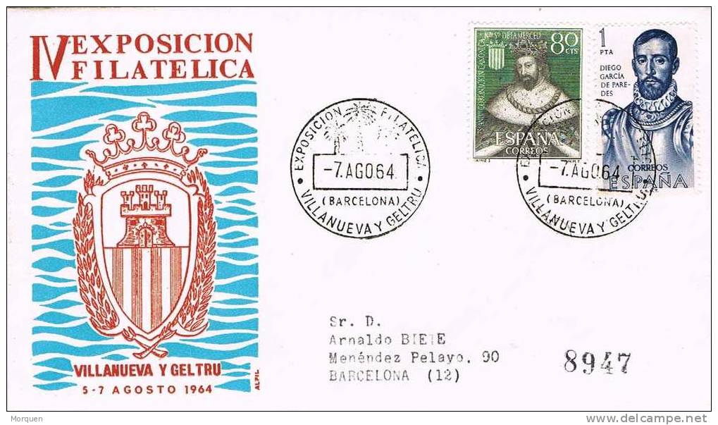 Carta Certificada VILANOVA I La Geltru (barcelona) 1964. Exposicion - Cartas & Documentos