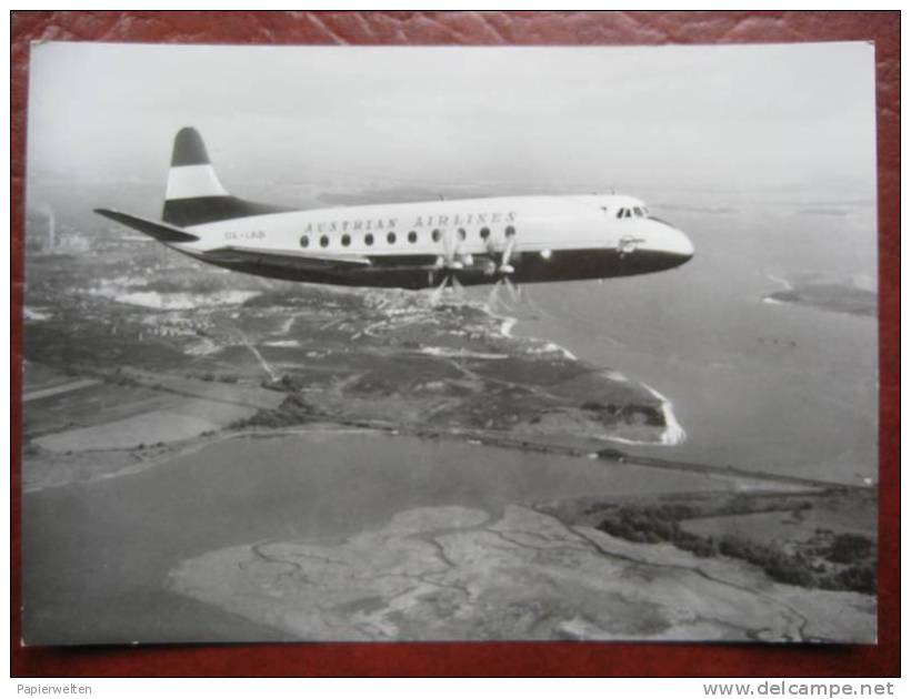 Werbekarte - Austrian Airlines Prop-Jet Vickers Viscount über Küste? - 1946-....: Moderne