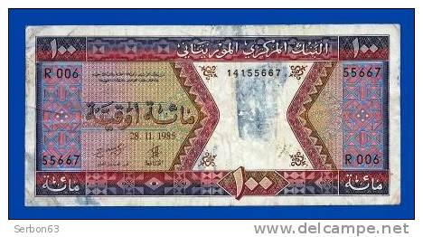 MONNAIE BILLET AFRIQUE BANQUE CENTRALE DE MAURITANIE 100 OUGUIYA N° 55667 R 006 DATE 28.11.1985 DEUX SIGNATURES - Mauritanie